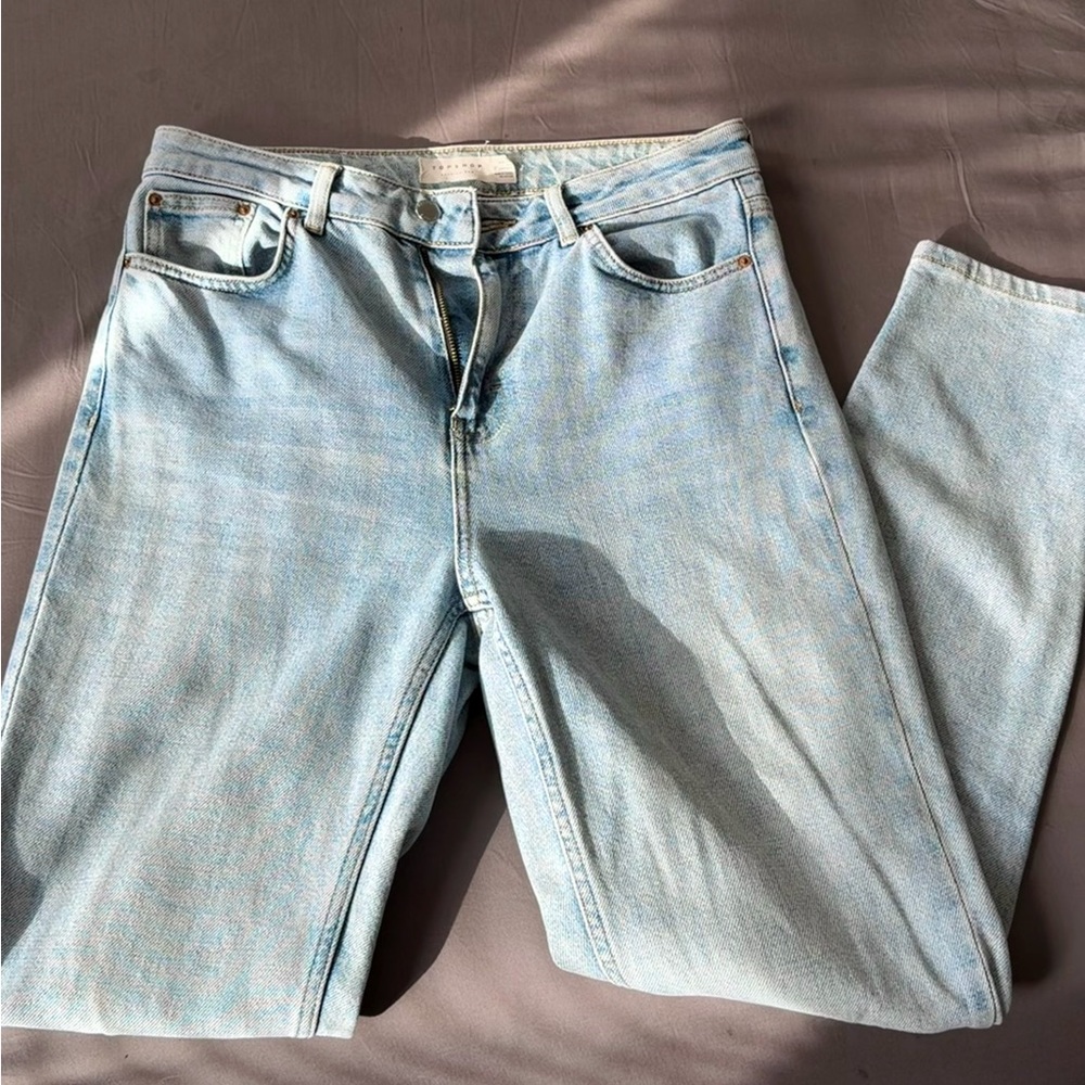 Topshop Light Blue Straight Leg Jeans